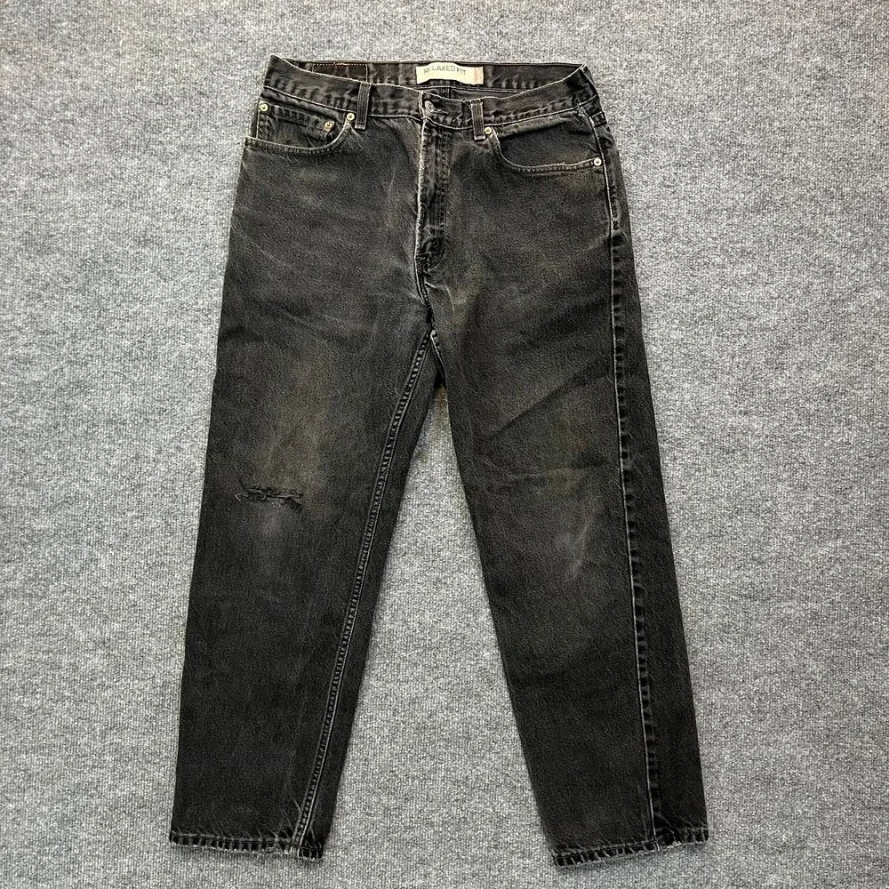 VTG Levi's 550 Relaxed Fit Jeans Men's Black Denim Distressed Straight - 34X30